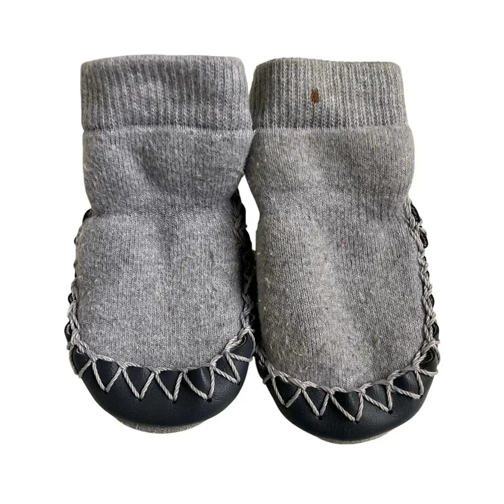 Hanna Andersson Swedish Moccasin Slipper Socks - Gray - 0